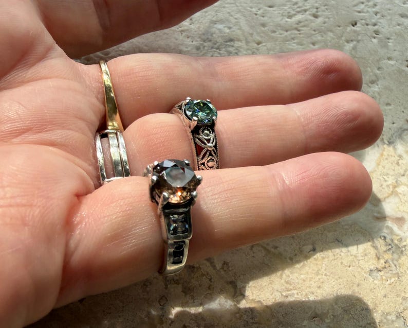 Champagne Natural Mined Zircon Ring US Size 5.5 #RS76A image 5