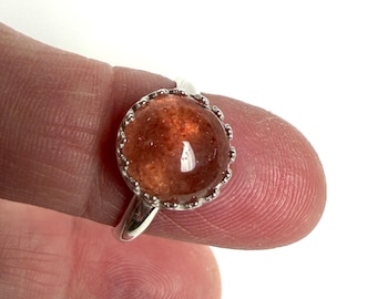 Anello con quarzo fragola da 4,5 carati, misura US 7, in argento sterling #RS03