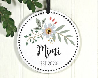 Mimi Christmas Ornament, First Christmas As Mimi, Mimi Floral Gift, Est 2023,  Exclusive 3.5" Christmas Ornament