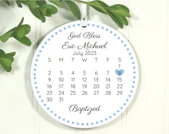 Baptized Ornament, Personalized Gift For Baptism, Baptism Keepsake Gift, Calendar Ornament, Exclusive 3.5 Inch Wood Ornament