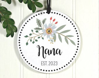 Nana Christmas Ornament, Christmas Gift For Nana, Nana Floral Ornament Est 2023, Exclusive 3.5" Christmas Ornament