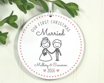 First Christmas Married, Christmas Wedding Gift, Bride and Groom Ornament, 2023 Christmas Ornament, Exclusive 3.5"  Ornament