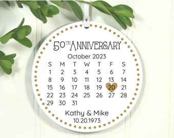 50th Anniversary Gift, Calendar Orrnament, Gift For Anniversary, Golden Anniversary, Exclusive 3.5" Wood Christmas Ornament,  2023 Ornament