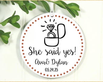 Personalized Engagement Ornament, Personalized Ornament, Engagement Gift, She Said Yes Engagement Ring, Exclusive 3.5 inch 2025 Ornament