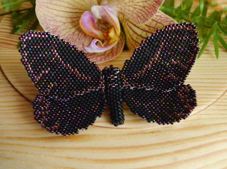 Black butterfly brooch Butterfly brooch Bead butterfly broach Bridal brooch pin