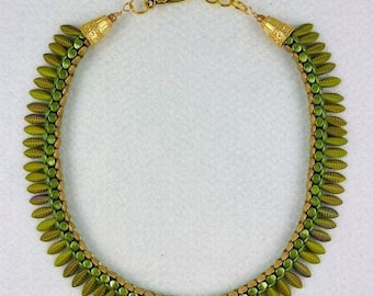 Dagger Necklace, Wasabi, Kumihimo,Special Gift, Lobster Claw