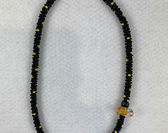 Kumihimo Bee Necklace: Czech Crystal & Miyuki Seed Beads