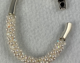 Swarovski Pearl Crystal Kumihimo Bracelet: Boho Magnetic Clasp