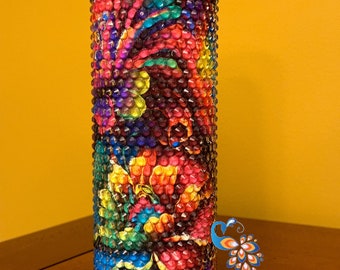 Neon Floral Rhinestone Tumbler, Sparkle Bling, 20oz