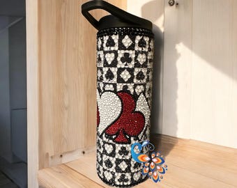 Rhinestone Poker Tumbler, Glass Crystal Stainless Steel 20 oz