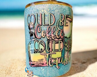 Coffee or Tequila Tumbler, Handmade Stainless Steel Insulated 10oz