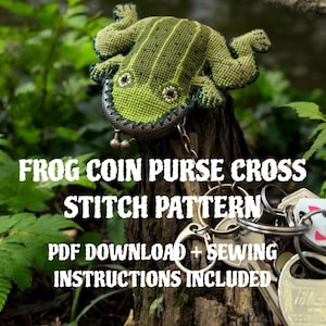 Frog Coin Purse Cross Stitch Pattern | PDF Download, Sewing Instructions Included