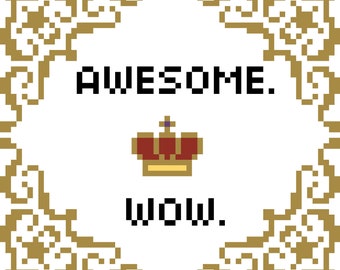 "Hamiltons inspiriertes Kreuzstichmuster - ""Awesome""." Wow.’ mit Krone und verziertem Rahmen