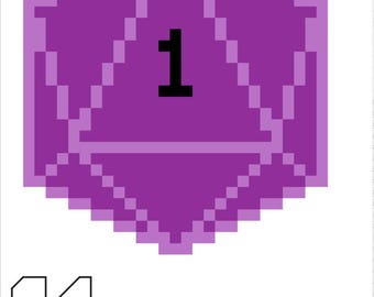 D20 Dice “Noooo…” Cross Stitch Pattern | Funny Critical Fail Dice Pattern for Gamers