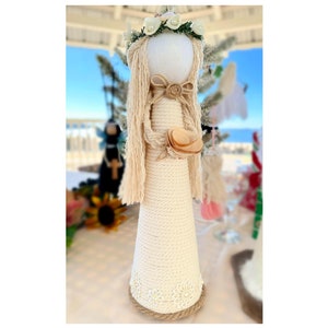 Angel Christmas Ornament, Keepsake Doll With a Wood Rose, Cotton Doll Christmas, Faceless Angel, Girl Christmas Angel, Doll for Mantle