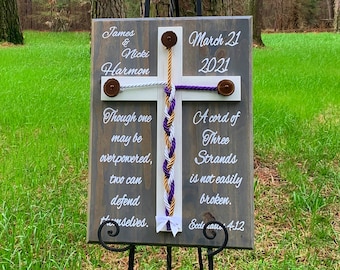 Cord Of Three Strands Sign, Wedding Sign, Unity Braids® Sign, Unity Wedding Board Sign, Gods Knot Cross, Rustic Wood Signs, Unity Cords,