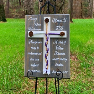 Cord Of Three Strands Sign, Wedding Sign, Unity Braids® Sign, Unity Wedding Board Sign, Gods Knot Cross, Rustic Wood Signs, Unity Cords,
