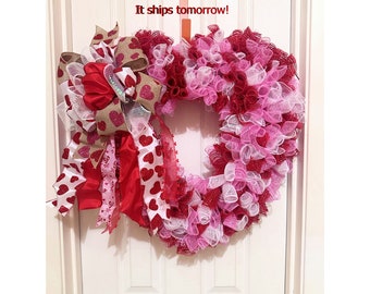 Valentines Front Door Decor, Large Valentine's Sign, Valentines Decor, Valentine's Wreath, Valentines Door Hanger, Valentine's Door Wreath