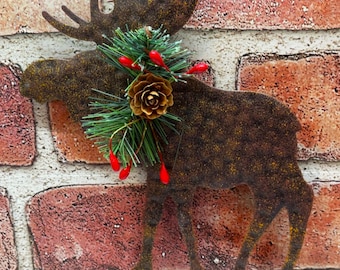 Rustic Metal Moose Hanging Ornament