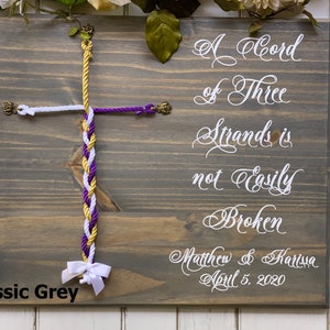 Cord Of Three Strands Wedding Sign, Cross Wedding Ceremony, 25 colors available, Cross Wood Wedding Sign, Ecclesiastes 4 12 Unity Braids®