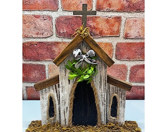 Handmade Wooden Church, Hand Crafted, Primitive Country Decor, Rustic Farmhouse Decor, Christmas Village
