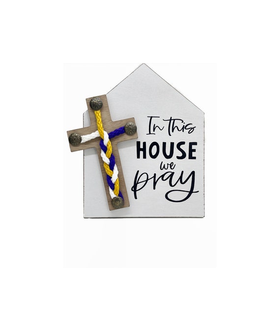 Wall Hanging Cross in This House Cross Wood Sign Shabby Etsy