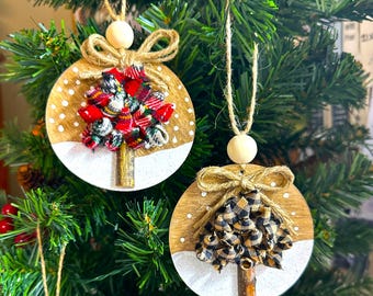 Country Rustic Farmhouse Christmas Tree Hanging Ornament