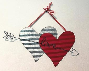 Large Double Heart Metal Wreath Accessory Centerpiece