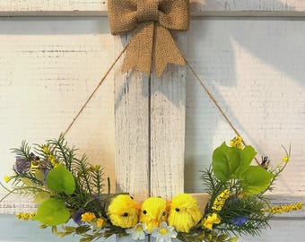 Three Cute Little Chicks, Adorn Chicks, Country Farmhouse Decor, Yellow Chicks Sitting on a Branch, Spring Summer Decor, Baby Shower Party