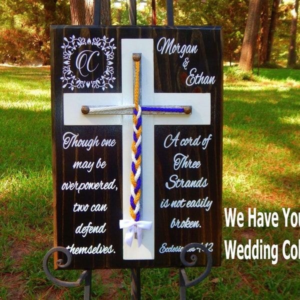 Cord of Three Strands, Wedding Braid Cross, Wedding Ceremony, Unity Braids Ecclesiastes 4:12, Wedding Signs, Unity Ceremony Alternative Vows