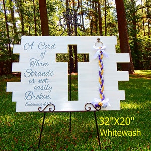 Cord of Three Strands Cross Wedding Sign, Ecclesiastes 4:9-12, Unity Braids® Alternative Unity Candle, Unity Ceremony Sign, Wedding Gift