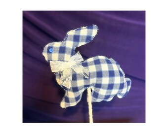 Cloth Rabbit Picks, Primitive Fabric Rabbit Picks, Handmade Rustic Rabbit Stems
