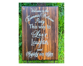 Welcome to The Party, Love Laughter and Happy Ever After, Large Wedding Signs, Wedding Gift, Living Room Wall Decor, Farmhouse Anniversary