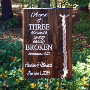 Cord Of Three Strands, Wedding Sign, Ceremony Sign, Wood Sign, 17x24 sign, Wedding Gift, Fall Wedding, Unity Braids® Wedding Decor Sign 1A