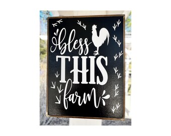 Bless This Farm, Wood Sign, Farm Kitchen Decor, Rustic Farmhouse, Easter Farm-fresh, Blessed Sign, Country Cottage Decor, Housewarming Gift