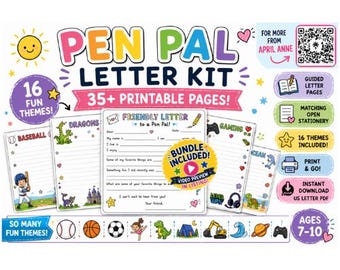 Kids Pen Pal Letter Kit Printable | Friendly Letter Writing Bundle for Boys & Girls | Homeschool Writing Activity | 35+ Pages PDF