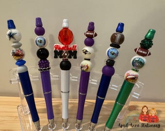 Fun Handmade Beaded Pen – Refillable Ink Gift Present Teacher Nurse Football Mom Sports Pro Sports Present Birthday