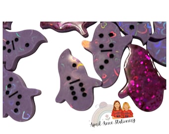 Holographic Ghost Domino Set – Pink Glitter, Spooky Game Night