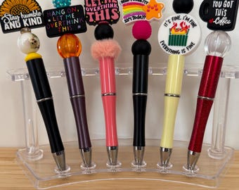 Fun Handmade Beaded Pen – Refillable Ink Gift Present Mom Teacher Nurse Anxiety overthinking Overthinker Present Birthday Fire Bad Work Day