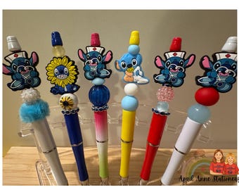 Fun Handmade Beaded Pen Peds Nurse Medial Assistant RN Maternal Child OB Nursing Midwife obgyn office Blue Alien Stethoscope Nursing Student