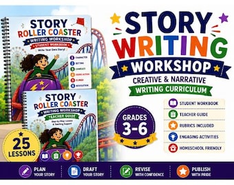 Story Writing Workshop Printable | Creative & Narrative Writing Curriculum for Grades 3-6 | Homeschool Language Arts Unit | 25 Lessons PDF