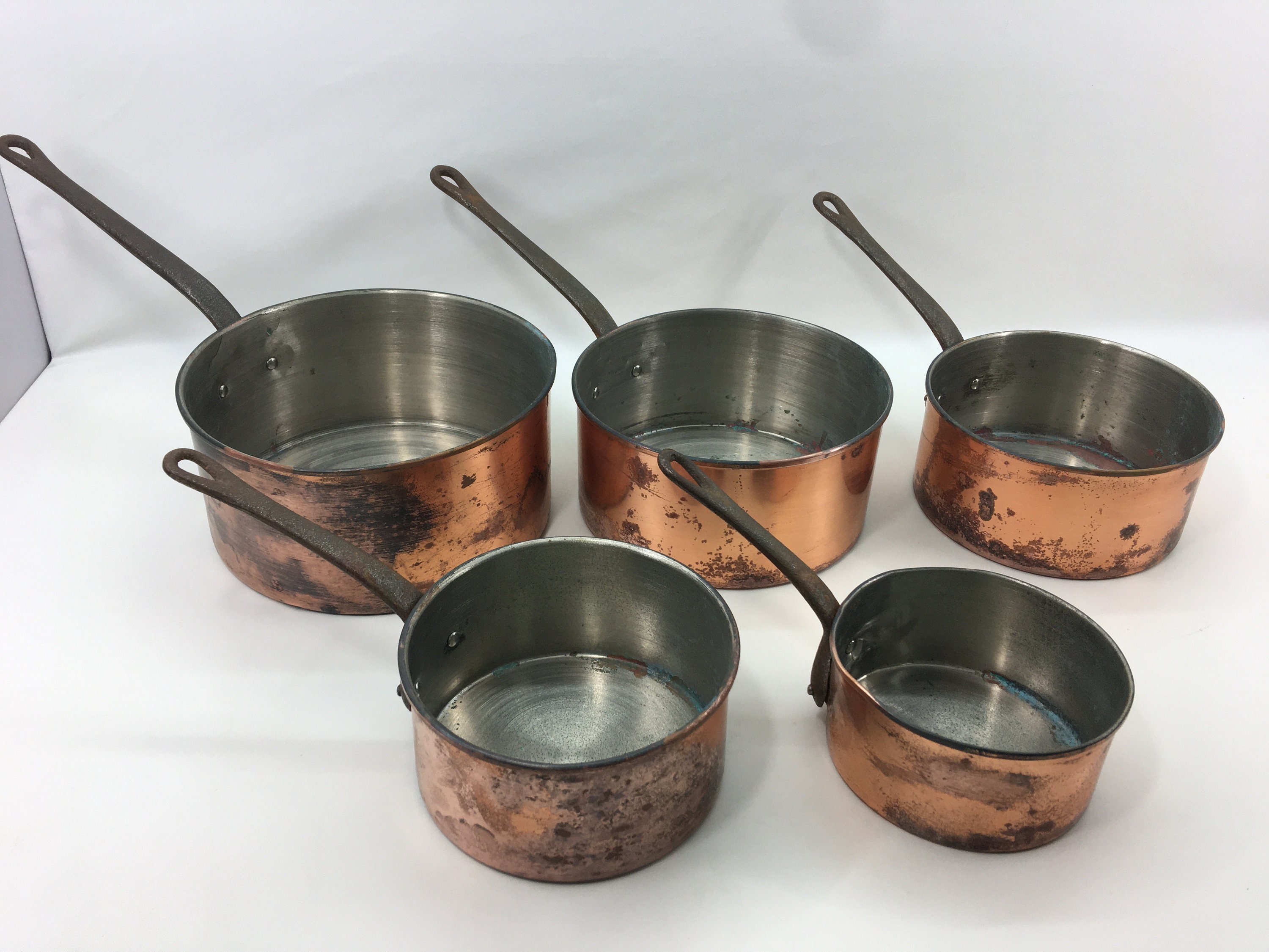 Ensemble antique 5 sauce de casserole en cuivre avec doublure Etsy