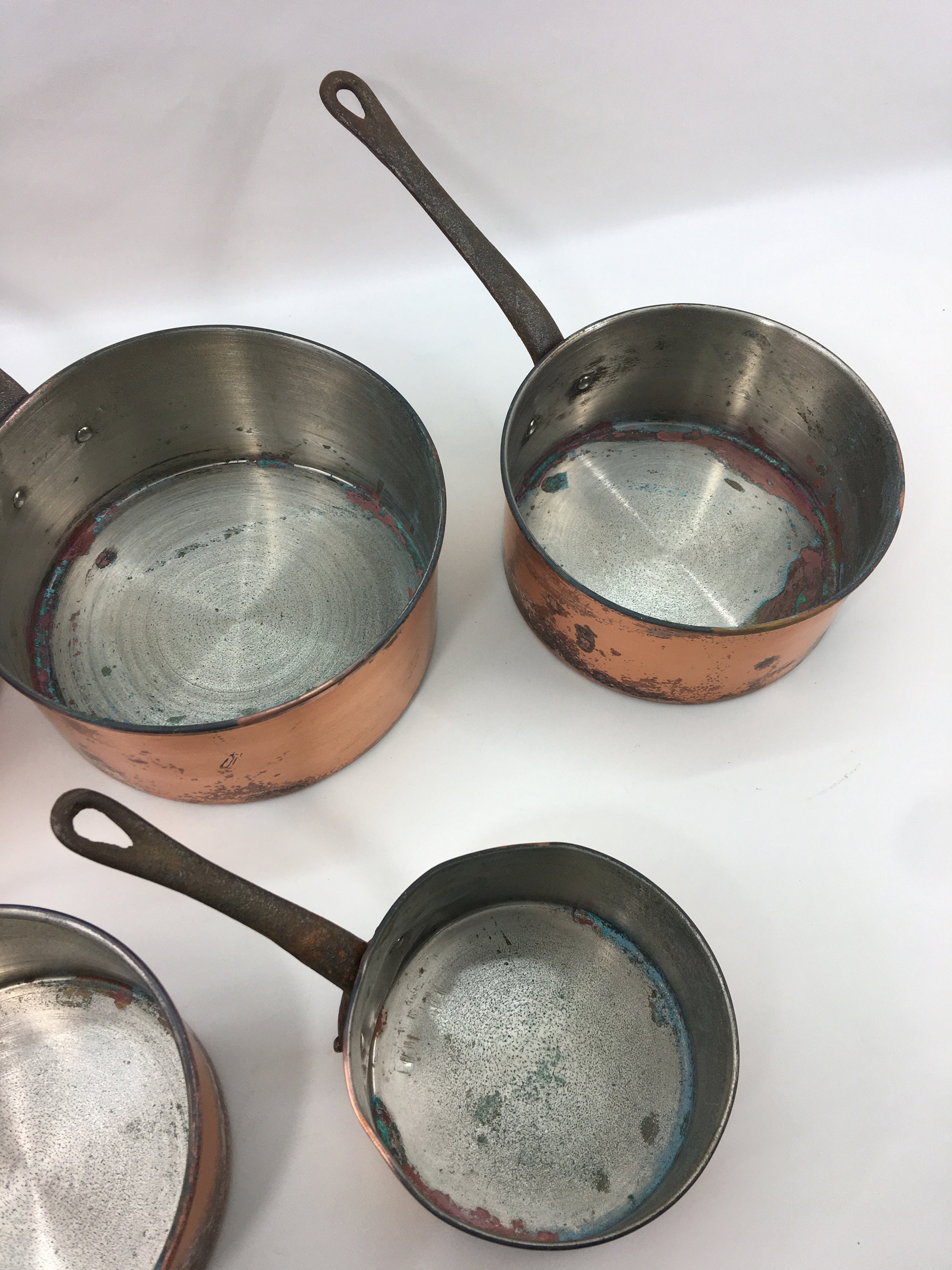 Ensemble antique 5 sauce de casserole en cuivre avec doublure Etsy