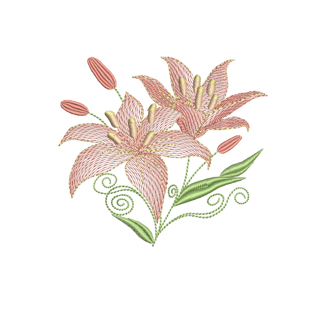 Lilies Machine Embroidery Design for jacket lilies pattern PES Etsy
