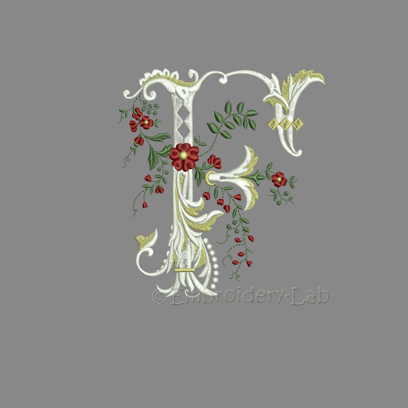 Floral monogram embroidery design Wedding alphabet Monogram Etsy