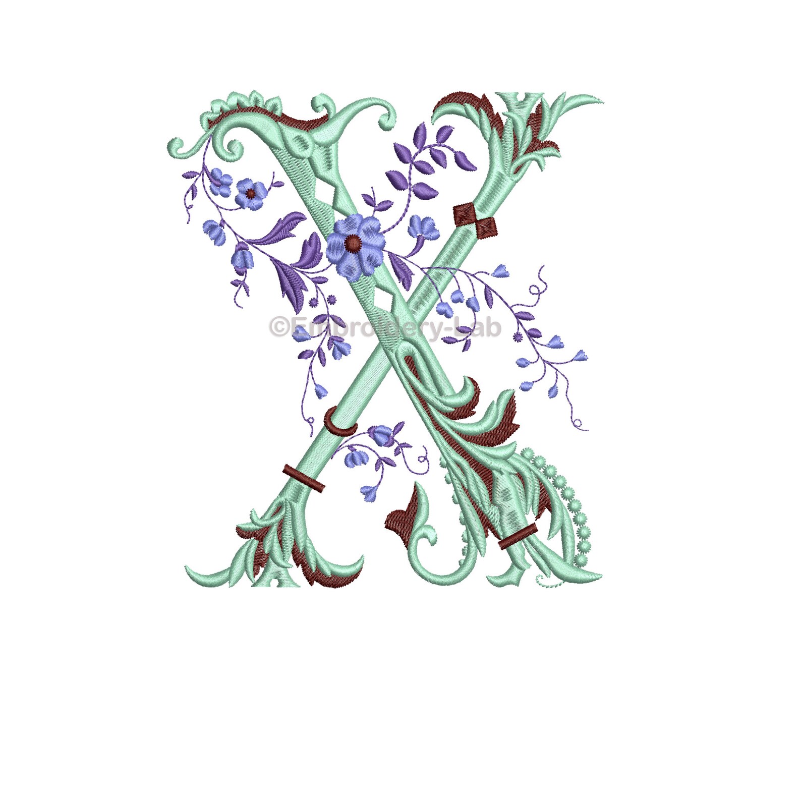 Floral monogram initial x machine embroidery design wedding  etsy Floral monogram initial x machine embroidery design wedding  etsy