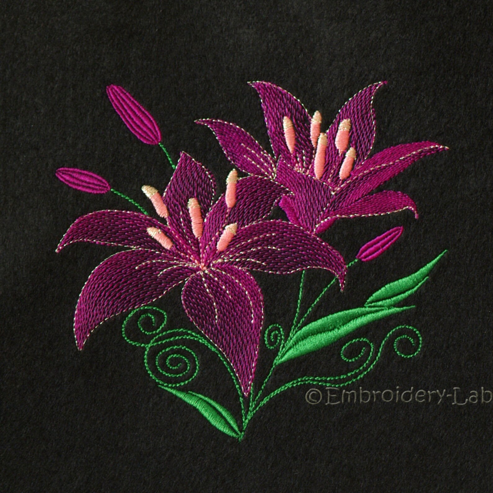 Lilies Machine Embroidery Design for jacket lilies pattern PES Etsy