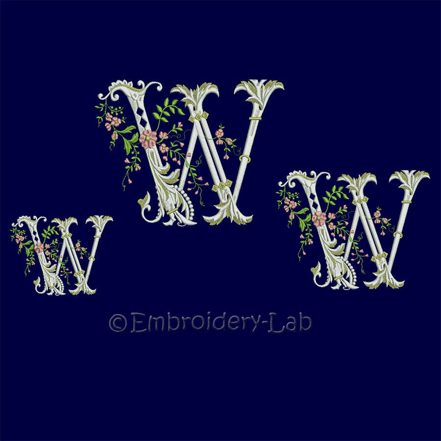Floral monogram embroidery design Wedding alphabet Monogram Etsy