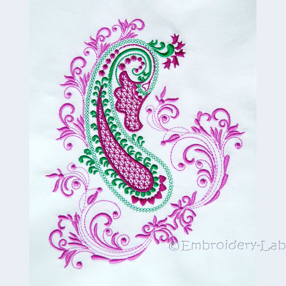 Paisley Machine Embroidery Design for clothes ornament pattern | Etsy