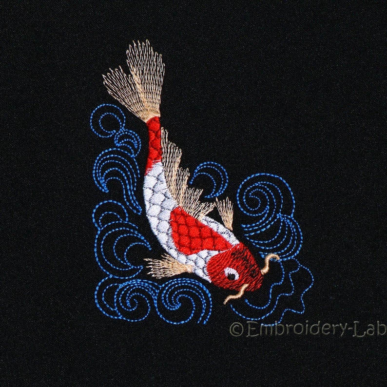 Koi Machine Embroidery Design for jacket Tshirt carp koi Etsy